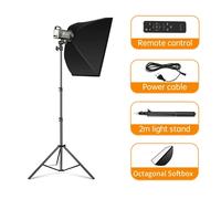 Kit d'éclairage pour studio photo, lampe à intensité variable 100W, trépied réglable en hauteur, 100W-Kit 2