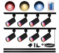 Kit d'éclairage RGB GU10 16 couleurs rail lot de 8 projecteurs à changement de couleur H 2x1,5 M, éclairages sur rail IR pour salon, fêtes à domicile, boîtes de nuit