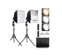 VEVOR Kit d'Éclairage Softbox Professionnel, Lot de 2, 400x400 mm, Ampoule LED 45 W, Couleur Réglable 3000-6500 K, Support Trépied, pour Studio, Photographie, Enregistrement Vidéo, Diffusion en Direct