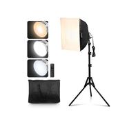 VEVOR Kit d'Éclairage Softbox Professionnel 400 x 400 mm avec Ampoules LED 45 W, Couleur Réglable 3000-6500 K, Support Trépied, pour Studio, Photographie, Enregistrement Vidéo, Diffusion en Direct