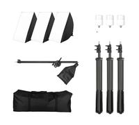 kit d'éclairage softbox 50x70CM, support de lumière réglable, différents types de lampes, 3 ampoules 30W