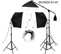 kit d'éclairage softbox 50x70CM, support de lumière réglable, différents types de lampes, 3 ampoules de 40W