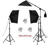 kit d'éclairage softbox 50x70CM, support de lumière réglable, différents types de lampes, 3pcs 70W UFO