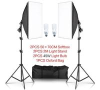 kit d'éclairage softbox 50x70CM, support de lumière réglable, différents types de lampes, ampoules de 45W