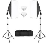kit d'éclairage softbox 50x70CM, support de lumière réglable, différents types de lampes, lampes UFO 45W