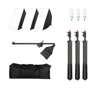 Kit d'éclairage softbox, pieds de lumière réglables, bras de potence inclus, ampoule 135W