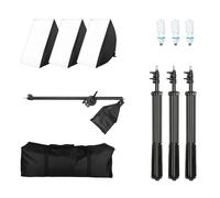Kit d'éclairage softbox, pieds de lumière réglables, bras de potence inclus, ampoule 45W