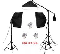 Kit d'éclairage softbox, pieds de lumière réglables, bras de potence inclus, lampe UFO 70W