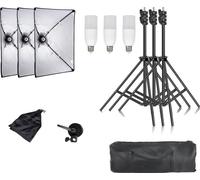 Kit d'éclairage softbox, pieds de lumière réglables, bras de potence inclus, nouvelle ampoule 30w