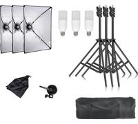 Kit d'éclairage softbox, pieds de lumière réglables, bras de potence inclus, nouvelle ampoule 40w