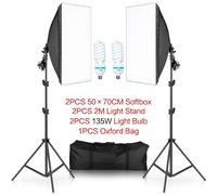 Kit d'éclairage softbox pour la photographie, support de lumière réglable de 2M, sac Oxford inclus, ampoules de 135W