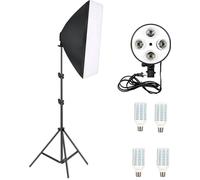 Kit d'éclairage softbox, support de lumière réglable, plusieurs options d'ampoules, oignon de maïs blanc