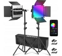 Kit d'éclairage studio - NEEWER - RVB 660Pro II - 2 Barn Lights - 2 Pieds - 50 W 3200-5600 K