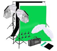 Kit d'Éclairage Studio Photo Avec Système de Support de Tissu Réglable, Ombrelles, Toiles, Clips et Sac de Transport pour Portrait