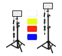 Kit D'éclairage Vidéo de Photographie 2 Pièces, Lumières de Diffusion de Studio LED avec 9 Filtres de Couleur pour Appareil Photo Photo de Bureau Enregistrement Vidéo Tournage