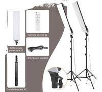Kit d'éclairage vidéo LED, CRI 96+, luminosité réglable, BRAUN