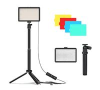 Kit d'éclairage vidéo LED, éclairage de photographie à intensité variable avec 4 filtres de couleur, panneau lumineux vidéo LED de 15,2 cm, trépied réglable pour prise de vue en streaming photo