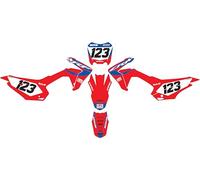 Kit Déco Moto Compatible avec Honda CRF 110 (2013-2017) - Stickers Résistants - Design Racing Rouge/Bleu - Kover Graphik