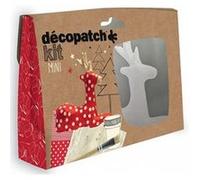Décopatch Kit créatif KIT018O – papier pulpé blanc, 2 feuilles, pinceau, vernis-colle, renne