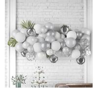Kit décoration - PTIT CLOWN - 50 ballons nuage argent et blanc - Air/Hélium - Événements variés