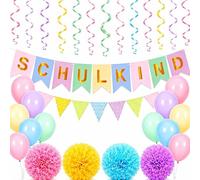 Kit Décoration Rentrée Scolaire 2026, Décoration Colorée pour Premier Jour d’École avec Bannière, Guirlande Fanions, Ballons, Spirales Suspendues et Fleurs en Papier pour Fête de Rentrée