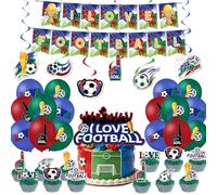 Kit Décorations Anniversaire Football, Ballon de Football avec I LOVE FOOTBALL Bannière, Décorations de Fête de Football, pour Garçon Anniversaire Sports Thème Decoration -50PCS