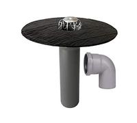 Kit d'écoulement de toit plat DN 70 avec piège à feuilles au choix avec tuyau coudé et tuyau HT, bride de bitume, gully de toit, entrée, drainage de toit, DN 75 (arc de 87°)