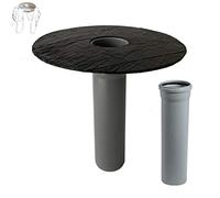 Kit d'écoulement de toit plat DN 70 avec piège à feuilles au choix avec tuyau coudé et tuyau HT, bride de bitume, gully de toit, entrée, drainage de toit, DN 75 (tuyau HT de 500 mm)