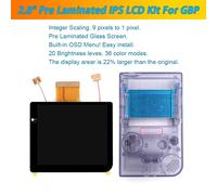 Kit d'écran LCD IPS laminé de 2,8 pouces 480x432 avec rétroéclairage, menu OSD rétro pixel pour Game Boy Pocket GBP avec boîtier. Glow in Dark NCG2