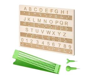 Kit d'écriture braille - 4 lignes 28 cellules Outil d'entraînement pour déficience visuelle - Kit d'ardoise braille portable - Pour enfants, adultes, aveugles, étudiants, enseignants, écoles, centres