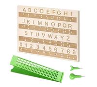Kit d'écriture en braille - 4 lignes et 28 outils pour malvoyants - Kit d'auto-apprentissage en braille - Pour, adolescents, adultes, étudiants, enseignants, écoles, salles de classe, maison