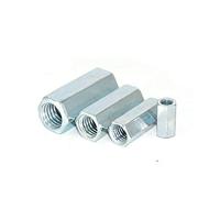 Kit d'écrous de blocage, M6-M20 accouplement de tige écrous hexagonaux longs en acier au carbone zingué connexion hexagonale écrou fileté goujon barre couplage(M8x12x20mm(5pcs))