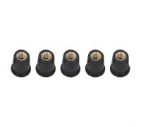 Kit d'écrous de puits en laiton et caoutchouc M5 amortisseur de vibrations | Lot de 5 boulons en laiton M5, corps en caoutchouc, amortissement des vibrations, montage sur pare-brise