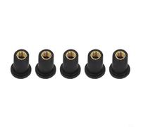 Kit d'écrous de puits en laiton et caoutchouc M5 amortisseur de vibrations | Lot de 5 boulons en laiton M5, corps en caoutchouc, amortissement des vibrations, montage sur pare-brise
