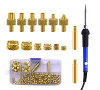 Kit d'écrous d'insertion, 130 écrous en laiton d'impression 3D femelles 60 W avec pistolet à souder à température réglable pour 130 écrous moletés filetés M2/M3/M4/M5/M6/M8 avec inserts filetés en