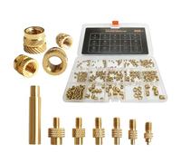 Kit d'écrous d'insertion chauffants en cuivre pour impression 3D - 345 pièces d'inserts filetés moletés M2 M2,5 M3 M4 M5 M6 M8 et 7 embouts d'installation - Compatible avec les