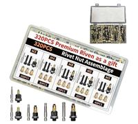 Kit d'écrous rivet 320 pièces en acier au carbone M3-M8 outils filetés auto | d'écrous de quincaillerie pour meubles, électroménager, armoire électrique, fabrication