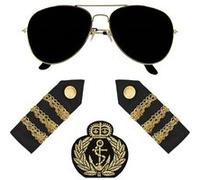 kit déguisement captain lunettes badge épaulettes - - noir - boland 33203 Noir G