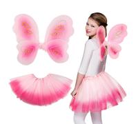 KIT DÉGUISEMENT FÉE AILES JUPON ROSE FILLE