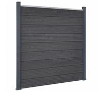 Kit d'éléments de clôture gris - 180 x 186 cm - WPC - Matériau composite en bois et plastique durable - Design double face - Poteau en acier multifonctionnel - Montage facile - Écran de
