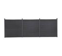 Kit d'éléments de clôture gris 526 x 186 cm WPC - Clôture brise-vue de jardin - Matériau composite robuste en bois et plastique - Design double face - Montage facile