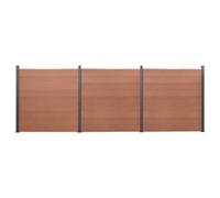 Kit d'éléments de clôture marron 526 x 186 cm WPC - Clôture brise-vue pour jardin et cour - Durable - Design double face - Montage facile - Résistant à la rouille et à la pourriture