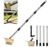 Kit d'élimination des mauvaises herbes avec manche long de 160 cm, grattoir à joints mauvaises herbes avec balai métallique, brosse à mauvaises herbes pour terrasse et pavés, appareil pour éliminer