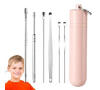 Kit d'élimination du cérumen, kit de nettoyage des oreilles,Outil ergonomique pour enlever le cérumen - Ensemble de -oreilles sûr, Kit de nettoyage d'oreille Portable avec étui de rangement pour adult