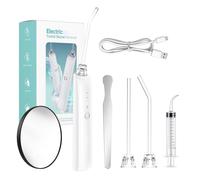 Kit d'élimination électrique des amygdales, hydropulseur buccal à 3 niveaux avec lumière LED, seringue et spatule pour la langue - Élimine efficacement les calculs d'amandes et arrête la mauvaise