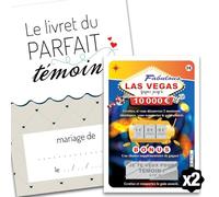 Kit Demande Témoin Mariage (Lot de 4 Produits) : 2 Livrets "Guide du Parfait Témoin" 16 pages + 2 Cartes à Gratter Vegas - Idée Cadeau Originale Mixte - Mimi Grandit - Fabriqué en France