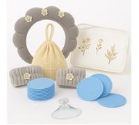 Kit Démaquillant Lavable & Bandeau Spa - Disques Réutilisables en Coton, Accessoires Beauté avec Pochette & Trousse - Soin Visage