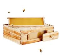 Kit Démarrage Ruche avec Boîte Moyenne-VEVOR-Bois de Cèdre Enduit de Cire d'abeille, Kit Ruche Langstroth-Apiculteurs Pro Débutants