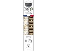 Kit D'emballage Cadeau Zéro Plastique - 2 Rouleaux Papier Cadeau Kraft Recyclé 5mx35cm - Bobine Ruban 20m + 10 Étiquettes Cadeaux A Découper - Noir/Blanc -Emballage Responsable