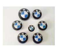 Kit d'emblèmes - BMW - 7 Badge LOGO Carbone - 82mm Capot - 74mm Coffre - 68mm Cache Moyeu